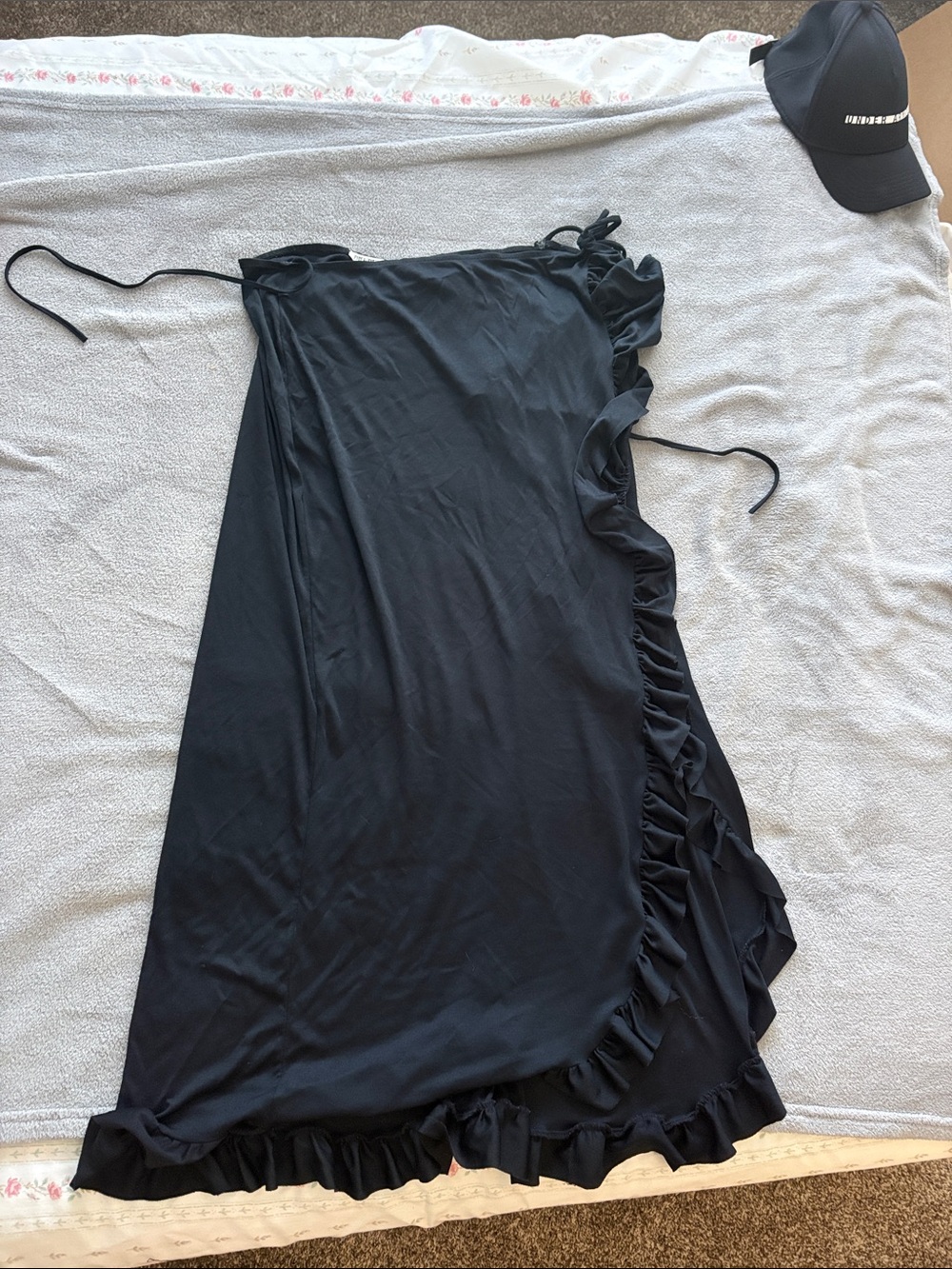 Black Ruffle Wrap Skirt - Women's Bill Blass